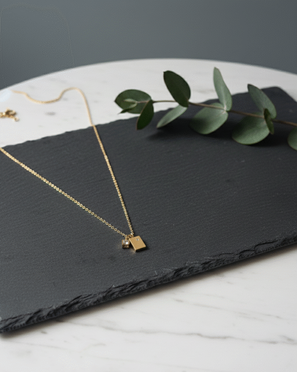 Luxe Minimalist Tag Necklace – Anti-Tarnish Chain