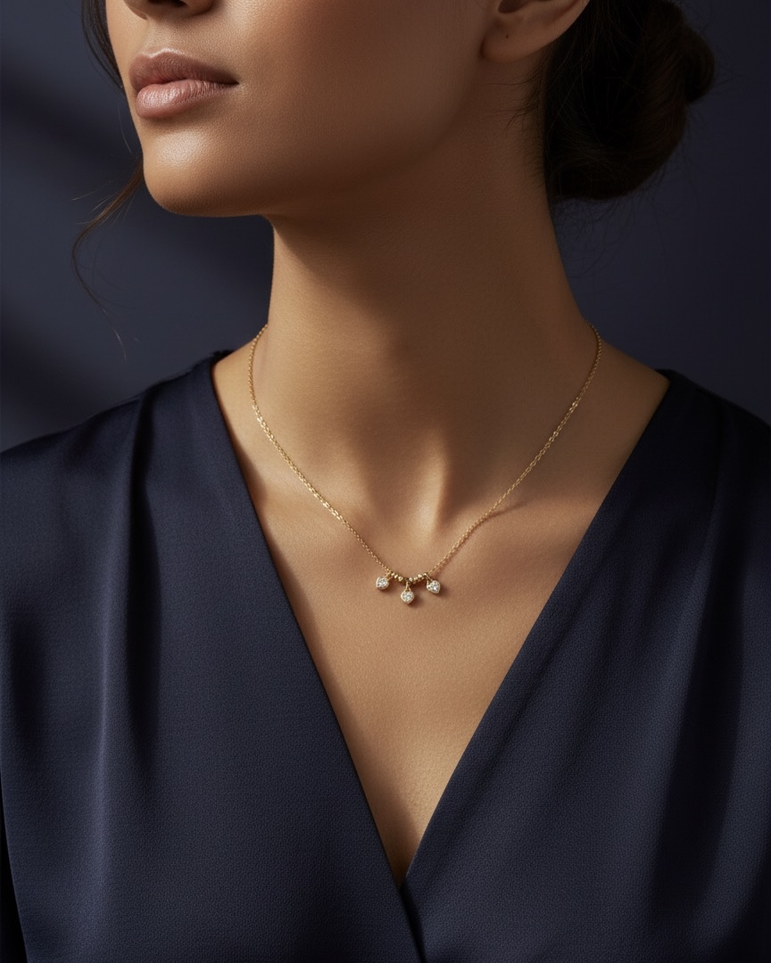 the-triple-sparkle-drop-necklace-anti-tarnish-finish