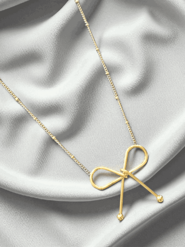 Whimsical Ribbon Bow Pendant Necklace – Satellite Chain