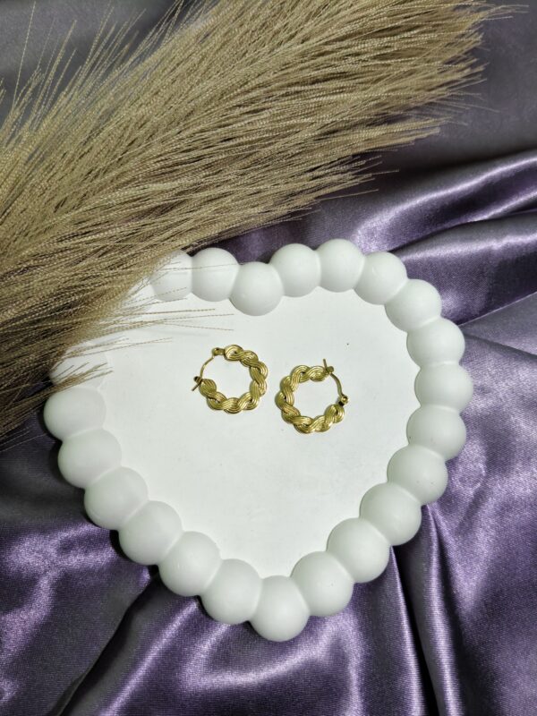 Textured Braided Weave Hoop Earrings – Anti-Tarnish Gold