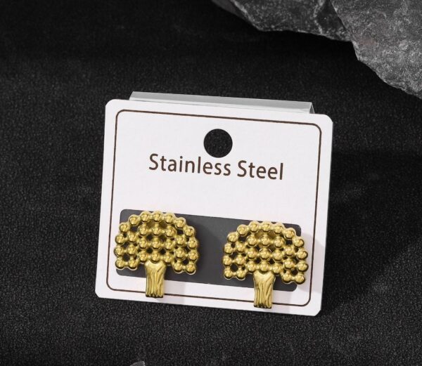 Sculptural Gold Tree of Life Studs – Stainless Steel