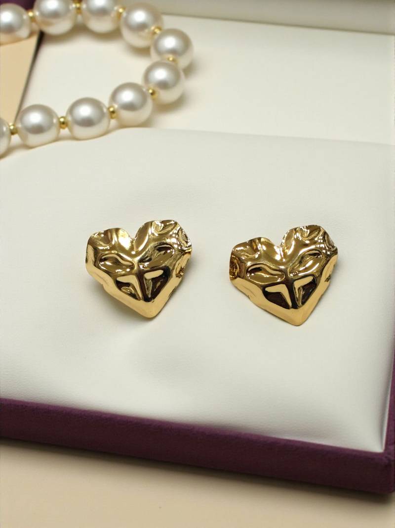 sculptural-liquid-gold-heart-studs-anti-tarnish-finish