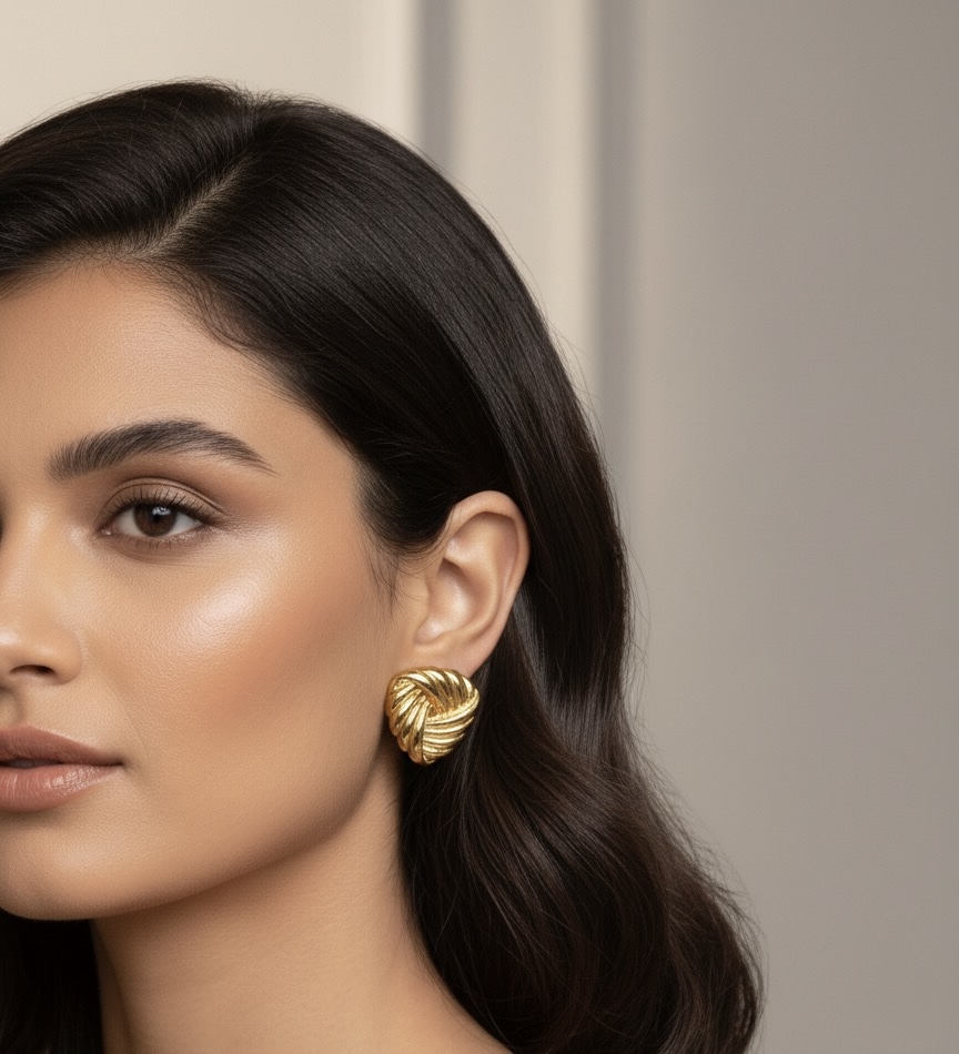 bold-sculptural-woven-knot-studs-anti-tarnish-gold