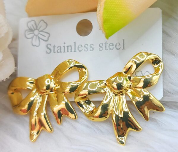 Statement Sculptural Bow Studs – Stainless Steel Finish