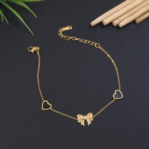 Sweet Bow & Heart Chain Bracelet – Anti-Tarnish Dainty Charm