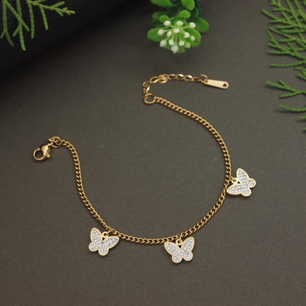 Triple Pavé Butterfly Chain Bracelet – Anti-Tarnish Sparkle