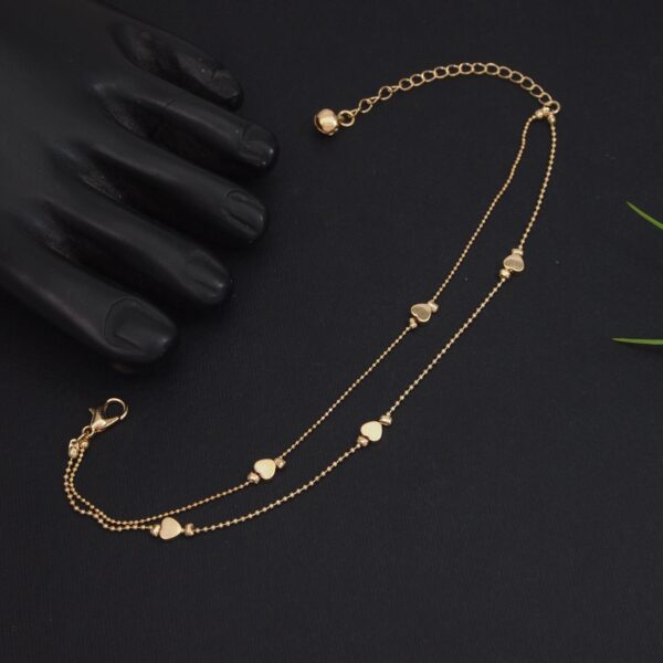 Dainty Layered Heart Chain Anklet