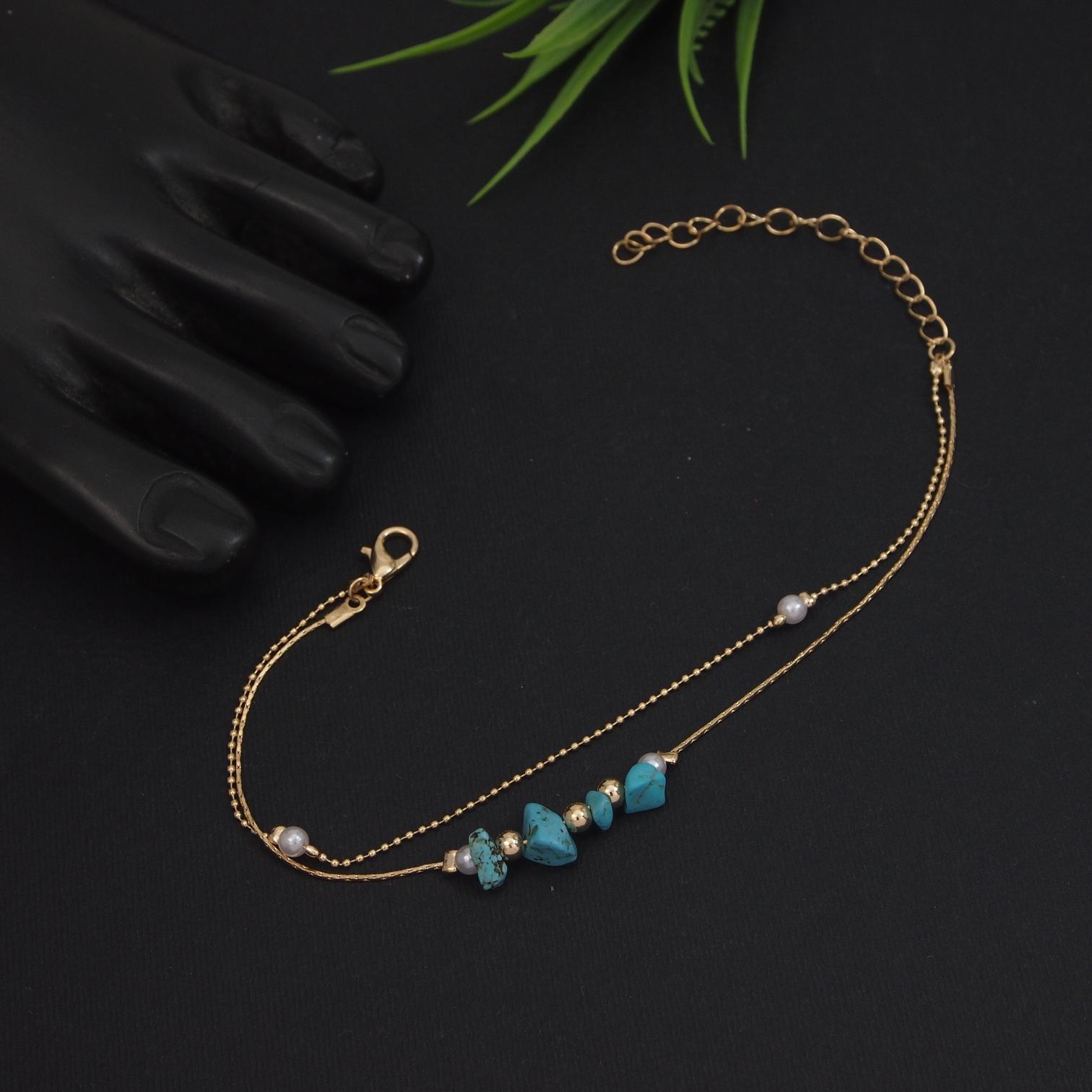 layered-turquoise-nugget-anklet-anti-tarnish-coastal-chain
