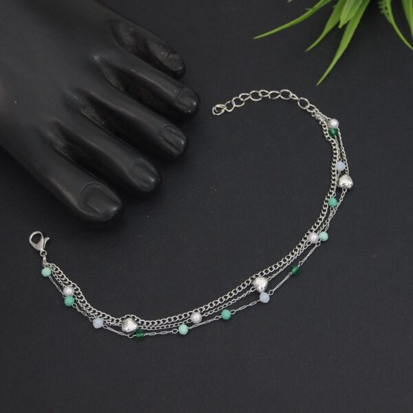 Layered Seafoam Chain Anklet – Anti-Tarnish Silver-Tone