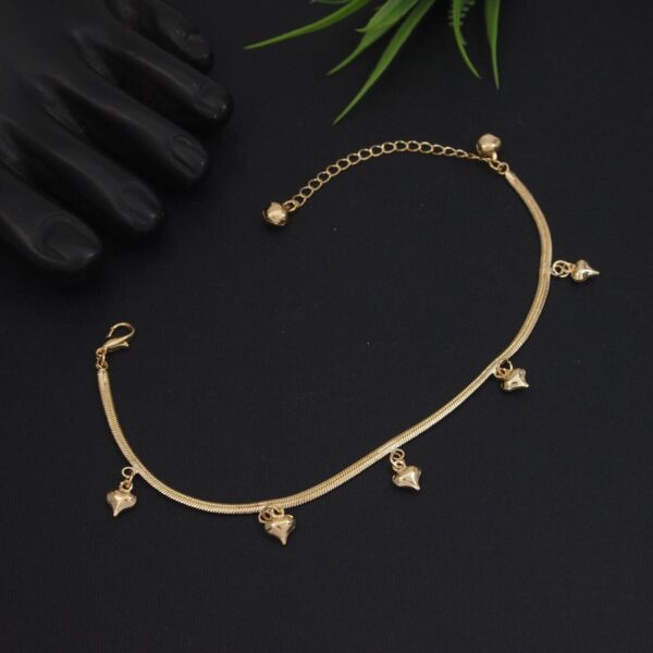 Serpentine Heart Drop Anklet – Anti-Tarnish Snake Chain