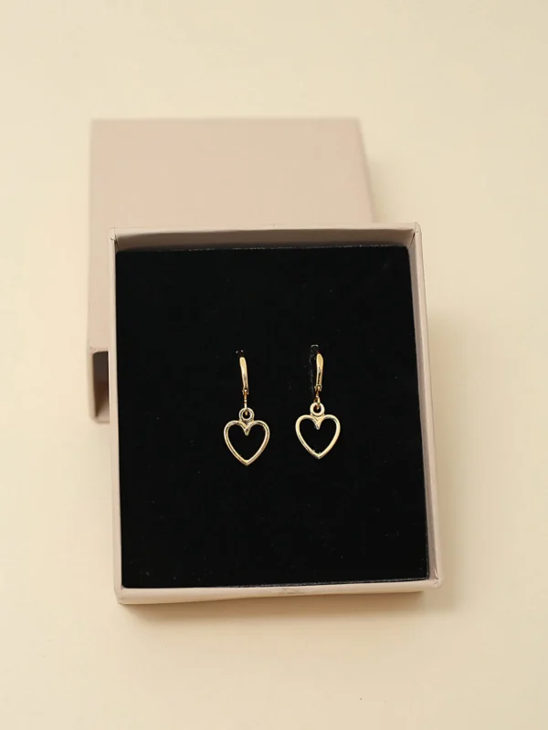 Golden Heart Drop Mini Hoop Earrings