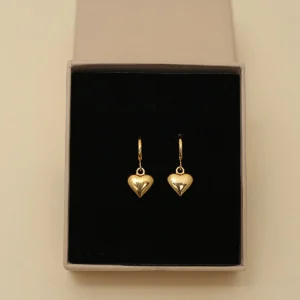High-Polish Solid Heart Mini Hoop Earrings