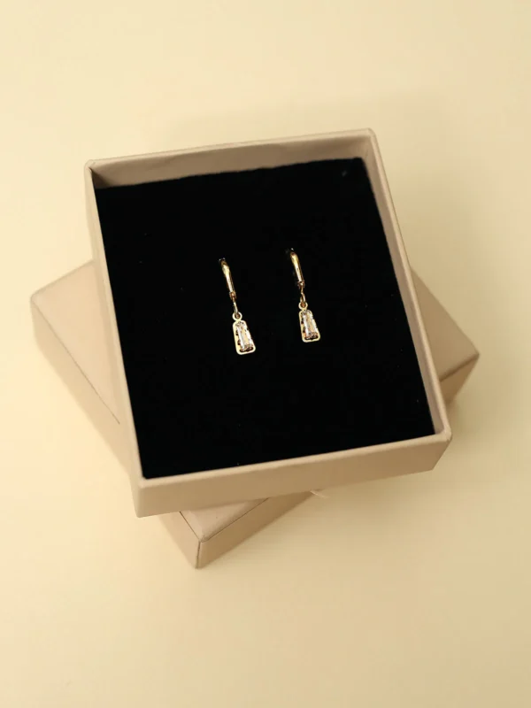 Geometric Crystal Drop Gold Earrings