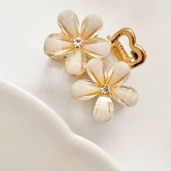 Mini Iridescent Bloom Clip – Dainty Glitter Faceted Petals