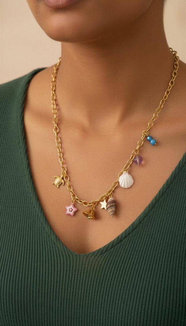 Mermaid Treasure Charm Necklace. Anti Tarnish.