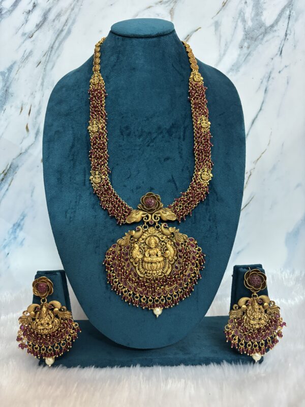 Majestic Lakshmi Ruby Cascade Temple Haram Set