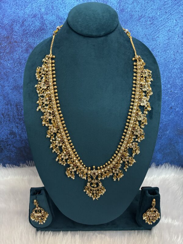 Pearl Cascade Antique Temple Haram Set