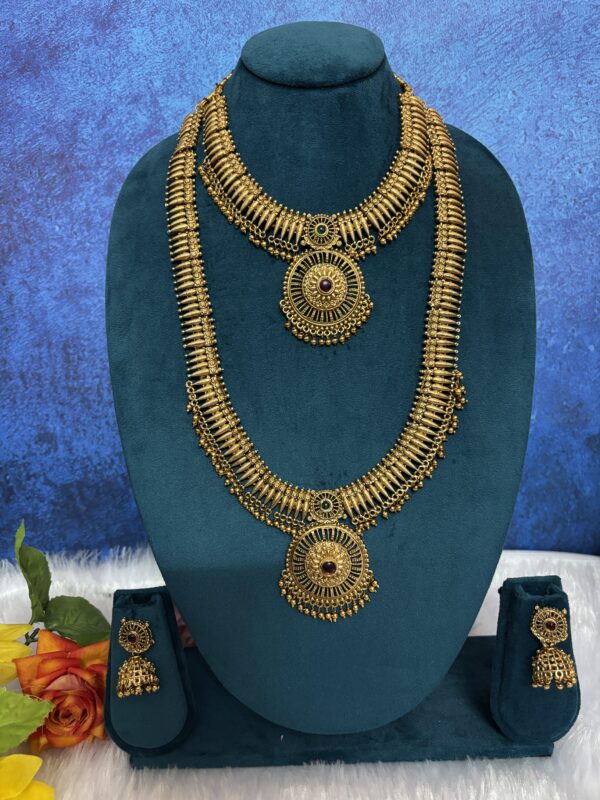 Surya Radiance Antique Temple Necklace & Haram Set