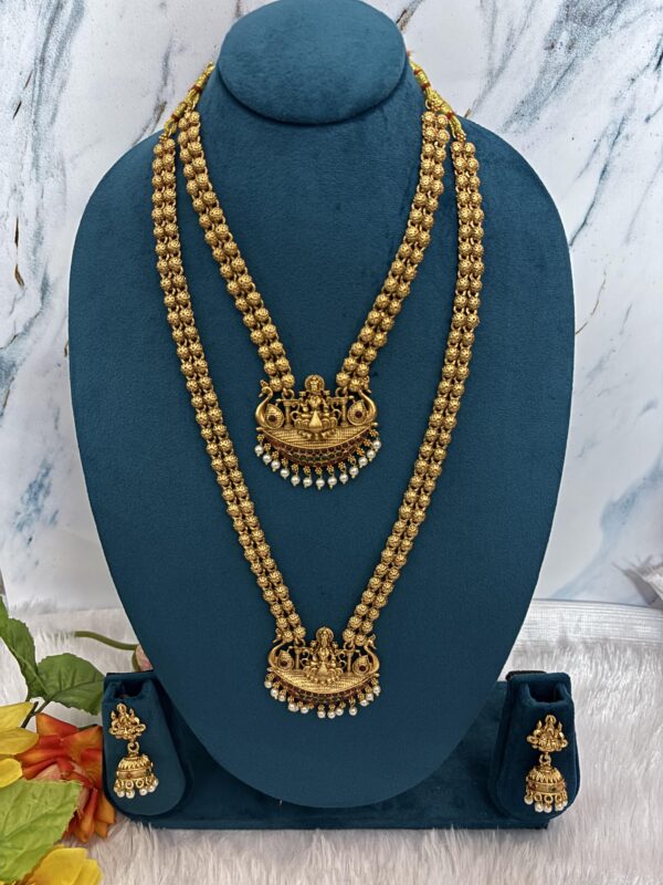 Divine Lakshmi Peacock Antique Temple Necklace & Haram Set