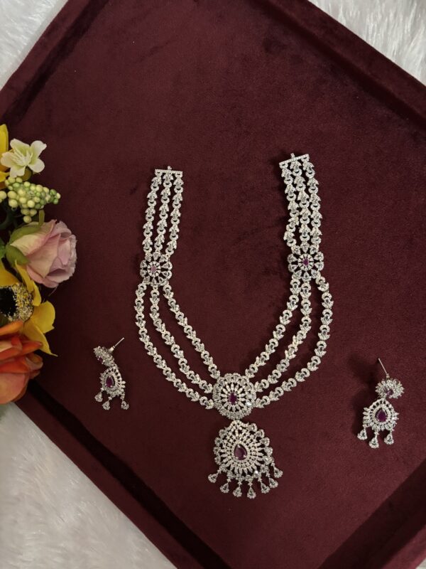 Ruby Sparkle Bridal Diamond-Finish Necklace Set