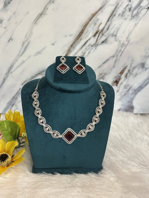 Ruby Square Shine Necklace Set