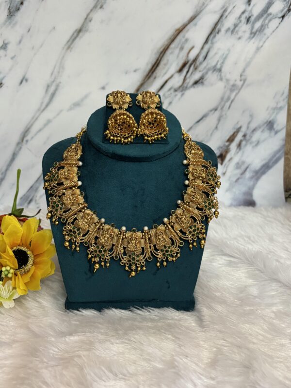 Bridal Antique Peacock Lakshmi Necklace Set