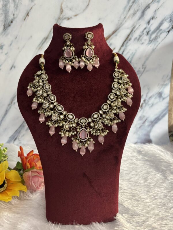 Blush Pink Polki Grand Necklace Set