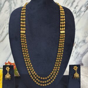 Traditional Triple-Row Lakshmi Beaded Haram Set