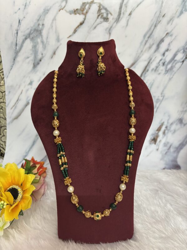 Emerald Pearl Antique Bead Mala Set