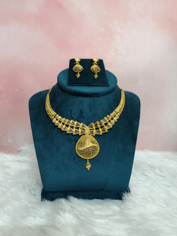 Mahira Mesh Weave Gold Necklace Set - 2gm Gold