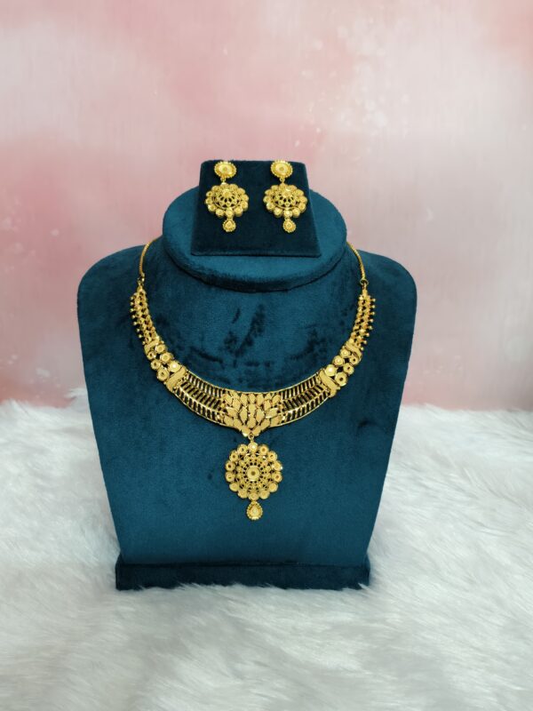 Krithika Floral Charm Gold Necklace Set - 2gm Gold