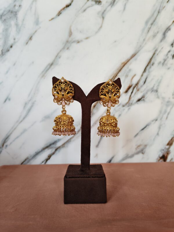 Blush Pearl Peacock Jhumkas