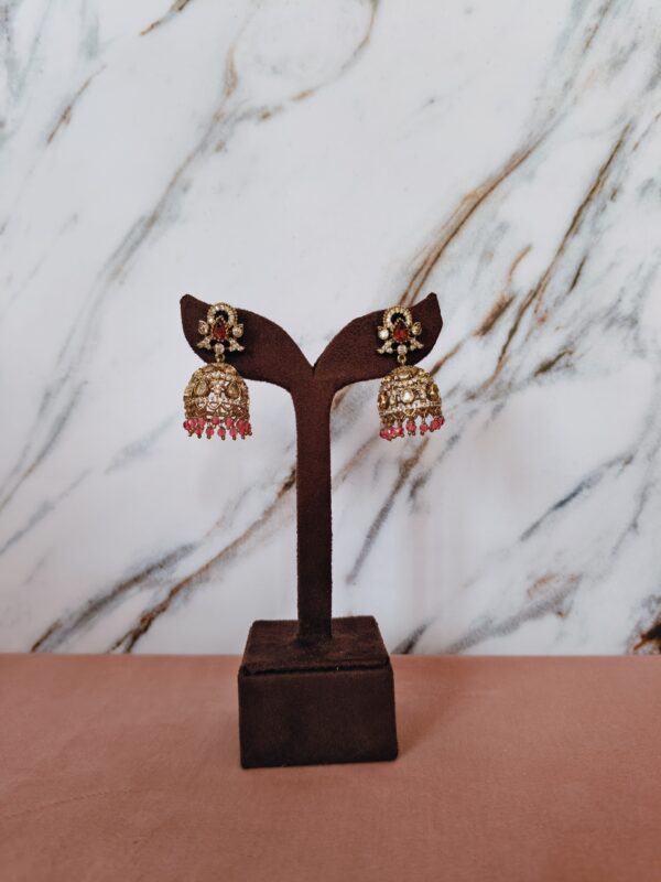 Ruby Drop Dome Jhumkas