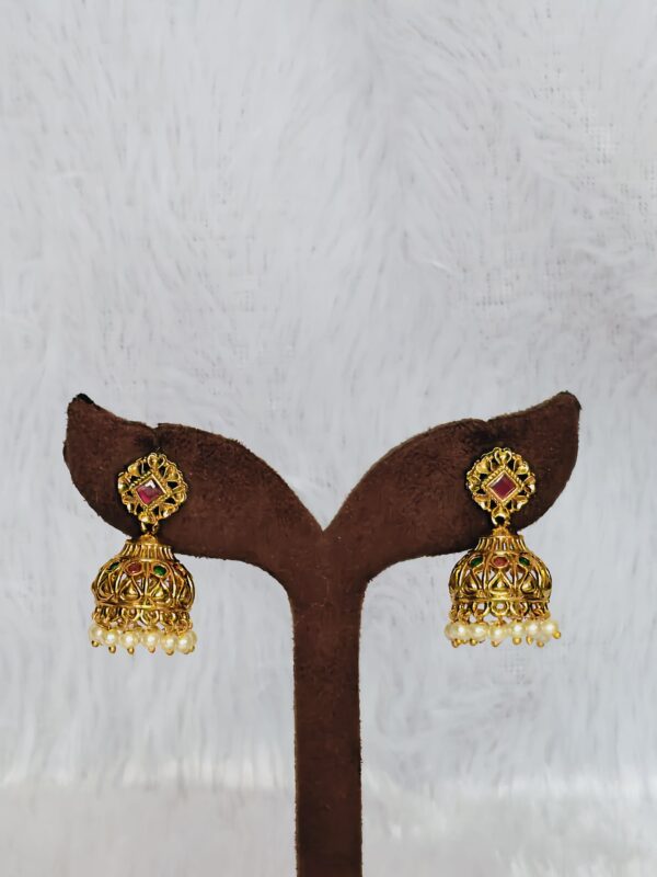 Classic Ruby Pearl Jhumkas