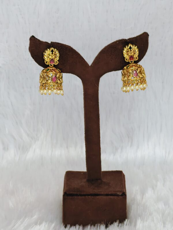 Pink Stone Traditional Jhumkas