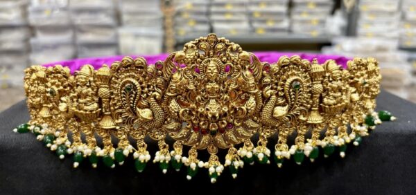 Lakshmi Peacock Jhumka Emerald Vaddanam